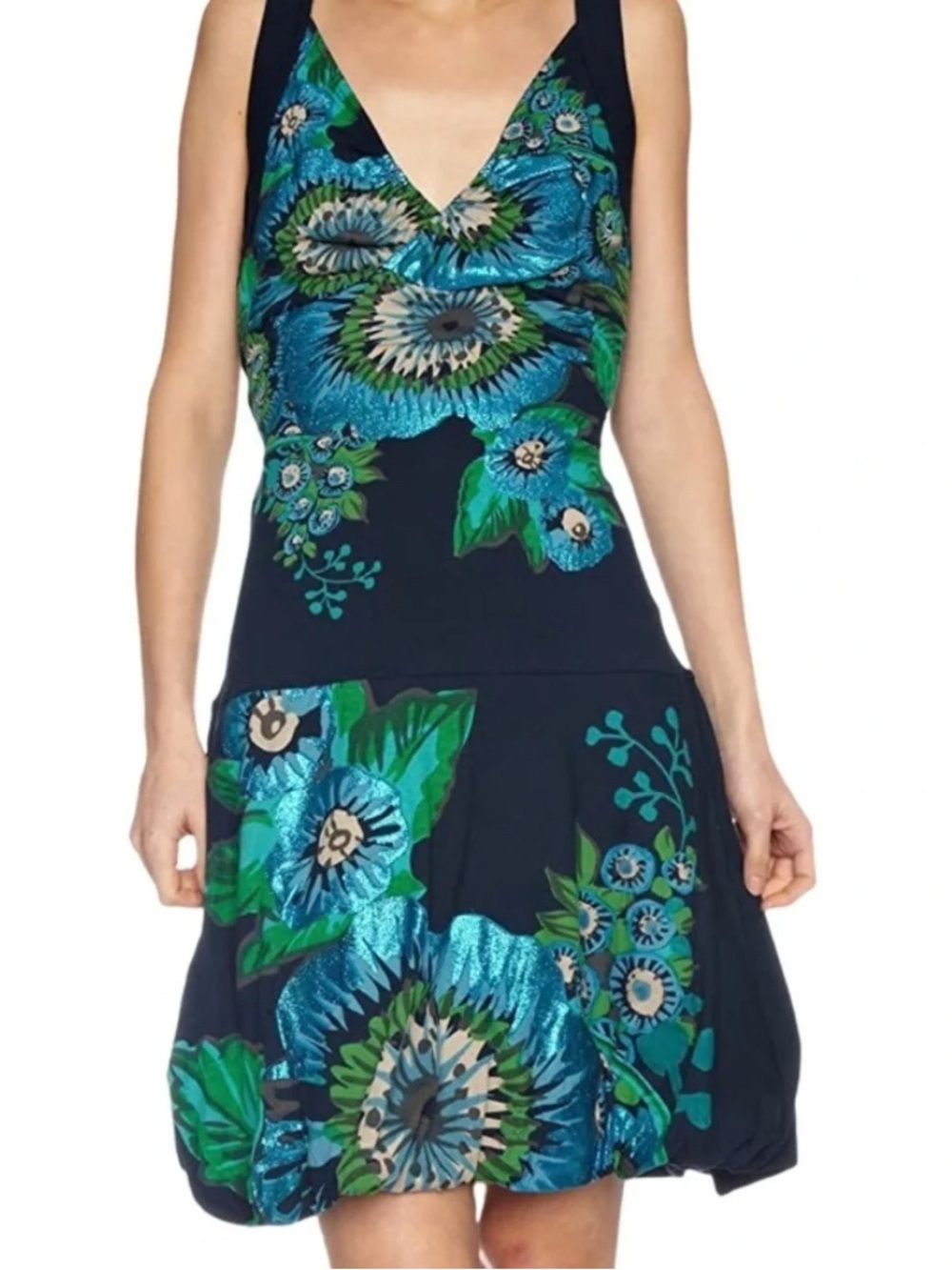 Desigual Navy Floral Dress with Bubble Hem